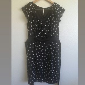 🌷 Black and White Polka Dotted Dress with Ruffles